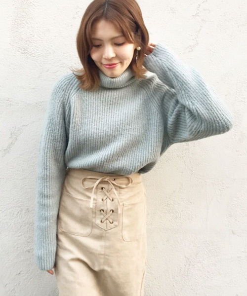 mystic(ミスティック)の「【再入荷】タートルニットプルオーバー(ニット/セーター・レディース・キャメル/ピンク/チャコールグレー/アイボリー/ミント・フリ-)」の3枚目の写真