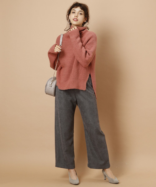 mystic(ミスティック)の「【再入荷】タートルニットプルオーバー(ニット/セーター・レディース・キャメル/ピンク/チャコールグレー/アイボリー/ミント・フリ-)」の19枚目の写真