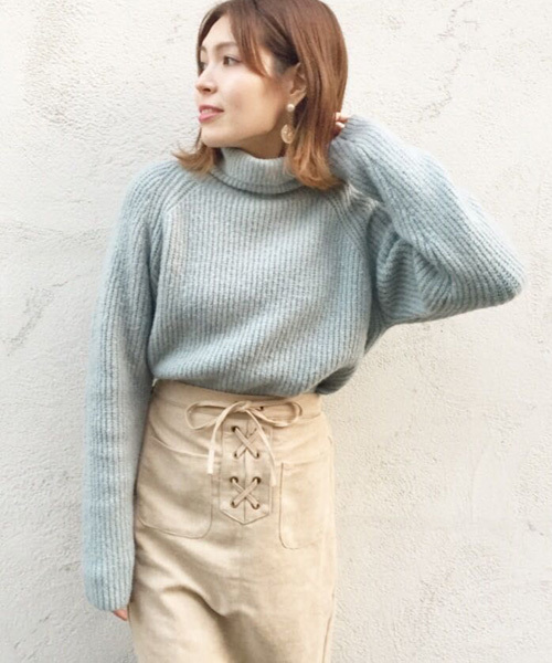 mystic(ミスティック)の「【再入荷】タートルニットプルオーバー(ニット/セーター・レディース・キャメル/ピンク/チャコールグレー/アイボリー/ミント・フリ-)」の7枚目の写真