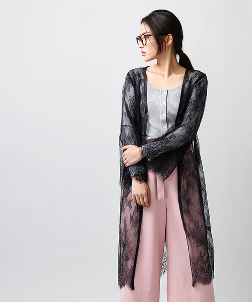 WEGO（ウィゴー）の「WEGO/レースロングカーディガン（カーディガン/ボレロ・レディース・ブラック/ホワイト・FREE）」の17枚目の写真