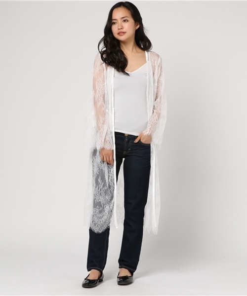 WEGO（ウィゴー）の「WEGO/レースロングカーディガン（カーディガン/ボレロ・レディース・ブラック/ホワイト・FREE）」の13枚目の写真