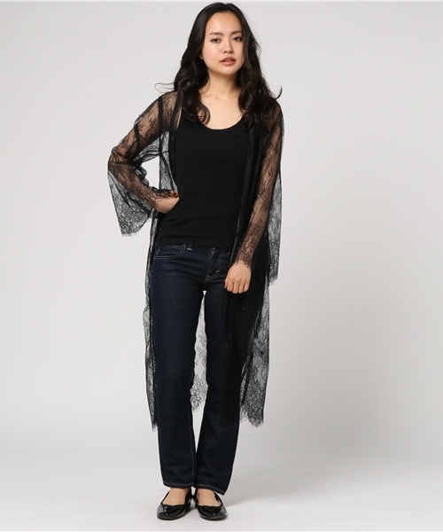 WEGO（ウィゴー）の「WEGO/レースロングカーディガン（カーディガン/ボレロ・レディース・ブラック/ホワイト・FREE）」の14枚目の写真