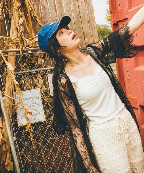 WEGO（ウィゴー）の「WEGO/レースロングカーディガン（カーディガン/ボレロ・レディース・ブラック/ホワイト・FREE）」の15枚目の写真