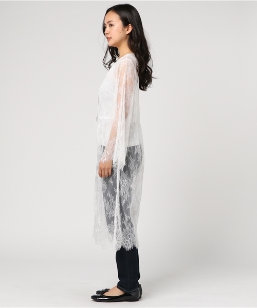 WEGO（ウィゴー）の「WEGO/レースロングカーディガン（カーディガン/ボレロ・レディース・ブラック/ホワイト・FREE）」の4枚目の写真