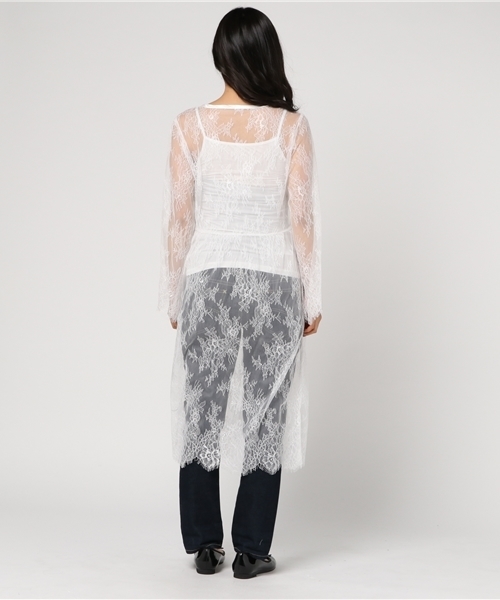 WEGO（ウィゴー）の「WEGO/レースロングカーディガン（カーディガン/ボレロ・レディース・ブラック/ホワイト・FREE）」の5枚目の写真