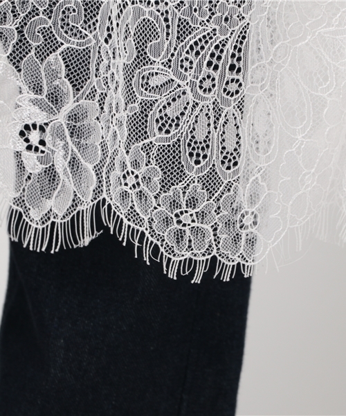 WEGO（ウィゴー）の「WEGO/レースロングカーディガン（カーディガン/ボレロ・レディース・ブラック/ホワイト・FREE）」の8枚目の写真