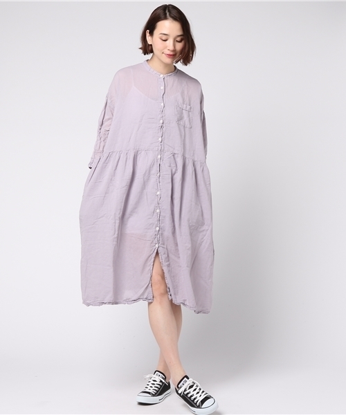 LBC（エルビーシー）の「ボイル製品染めシャツワンピース（シャツワンピース・レディース・ホワイト/ネイビー/パープル・LARGE/MEDIUM）」の13枚目の写真