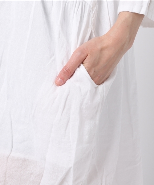 LBC（エルビーシー）の「ボイル製品染めシャツワンピース（シャツワンピース・レディース・ホワイト/ネイビー/パープル・LARGE/MEDIUM）」の6枚目の写真