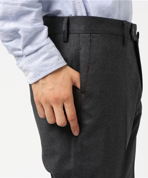 PT01 フランネル グレー スラックス ウールパンツ 446 秋冬 ストレッチ