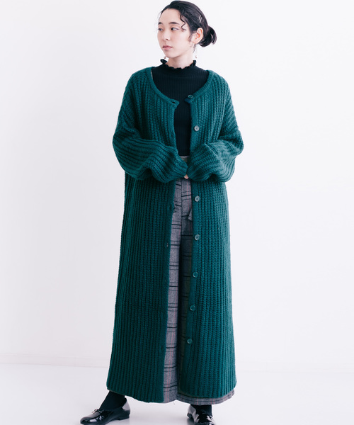 MERLOT（メルロー）の「ロングリブニットカーディガン1103（カーディガン/ボレロ・レディース・ブラック/グリーン/アイボリー/キャメル・FREE）」の4枚目の写真