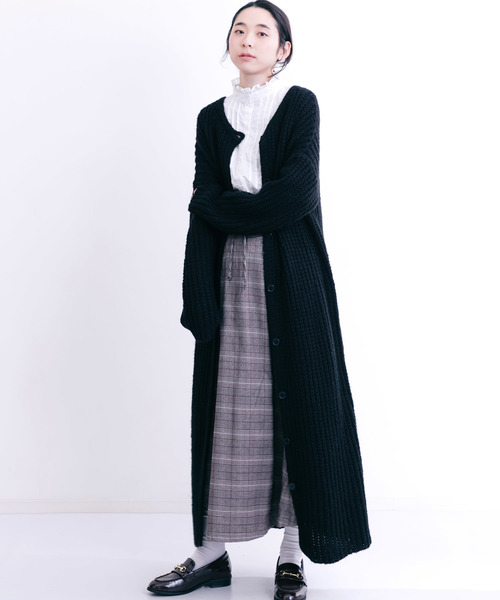 MERLOT（メルロー）の「ロングリブニットカーディガン1103（カーディガン/ボレロ・レディース・ブラック/グリーン/アイボリー/キャメル・FREE）」の3枚目の写真