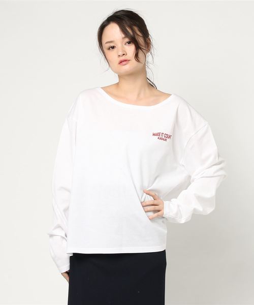 VENCEEXCHANGE（ヴァンスエクスチェンジ）の「BIGオフショルロゴロンT       （Tシャツ/カットソー・レディース・ホワイト/ブラック/ダークオリーブ・MEDIUM）」の8枚目の写真