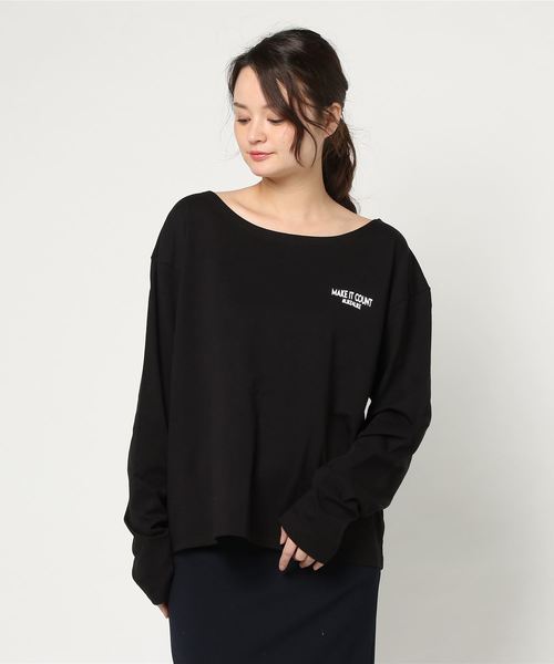 VENCEEXCHANGE（ヴァンスエクスチェンジ）の「BIGオフショルロゴロンT       （Tシャツ/カットソー・レディース・ホワイト/ブラック/ダークオリーブ・MEDIUM）」の7枚目の写真