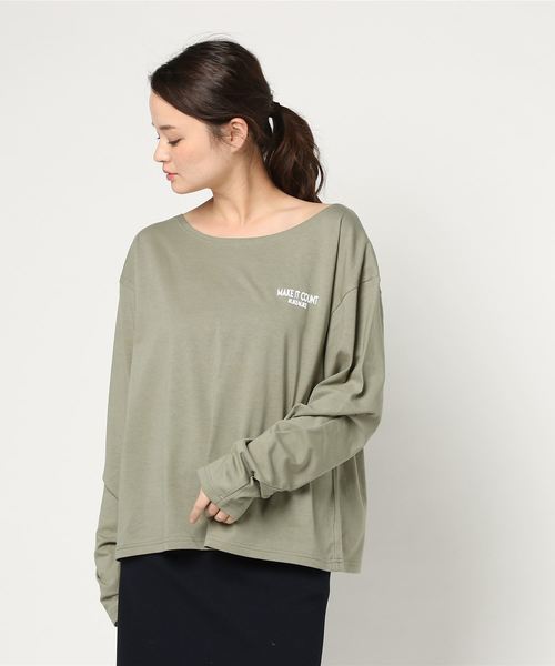 VENCEEXCHANGE（ヴァンスエクスチェンジ）の「BIGオフショルロゴロンT       （Tシャツ/カットソー・レディース・ホワイト/ブラック/ダークオリーブ・MEDIUM）」の9枚目の写真