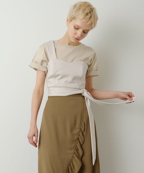 Kalen  BANNER BARRETT（カレンバナーバレット）の「ONE SHOULDER BUSTIER/ワンショルダービスチェ（キャミソール・レディース・ブラック/カーキ/グレイッシュベージュ・38）」の7枚目の写真