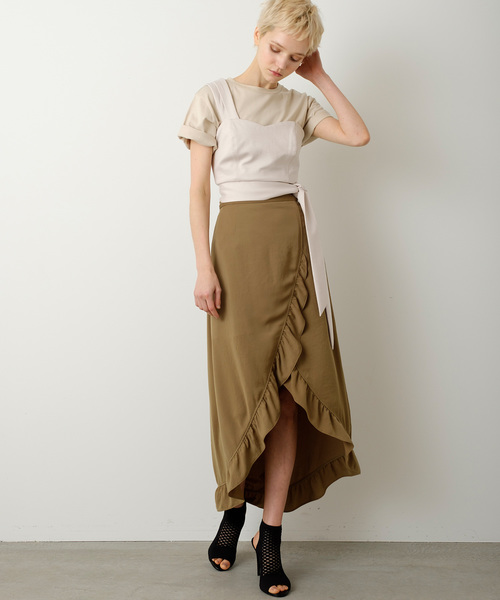 Kalen  BANNER BARRETT（カレンバナーバレット）の「ONE SHOULDER BUSTIER/ワンショルダービスチェ（キャミソール・レディース・ブラック/カーキ/グレイッシュベージュ・38）」の10枚目の写真