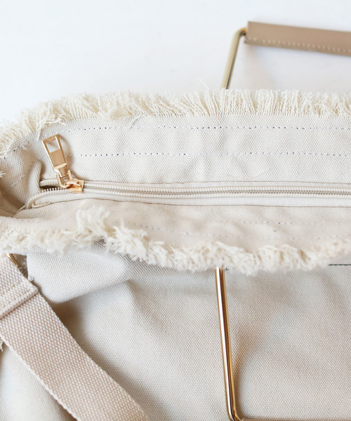 TODAYFUL（トゥデイフル）の「ステッチキャンバスバッグ（トートバッグ・レディース・オフホワイト・FREE）」の5枚目の写真