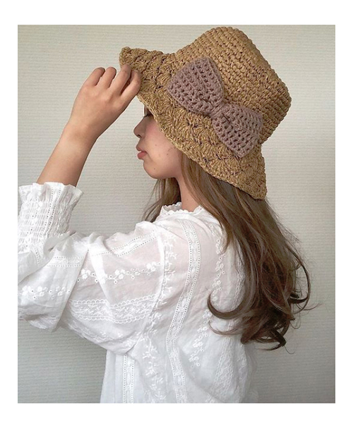 QUEENHEAD（クイーンヘッド）の「ニットりぼん ペーパーハット（ハット・レディース・ベージュ/グレー/ナチュラル/ブルー・FREE/X-LARGE）」の12枚目の写真