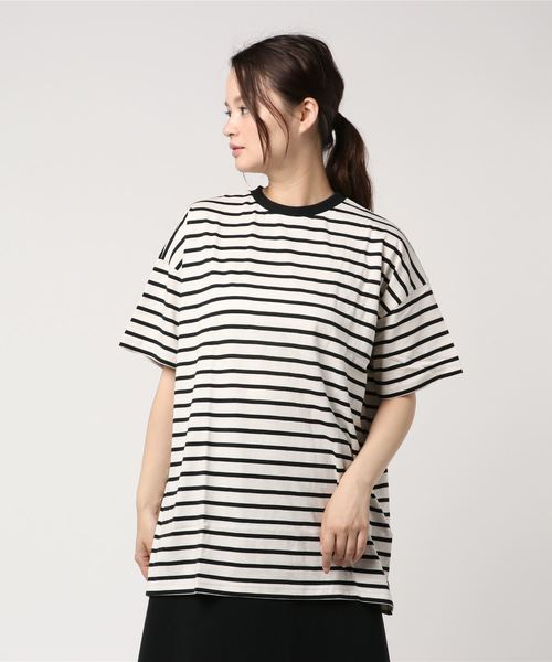 archives（アルシーヴ）の「ボーダーオーバーサイズT（Tシャツ/カットソー・レディース・ホワイト×ブラック/ホワイト×ネイビー/ベージュ系その他・MEDIUM）」の7枚目の写真