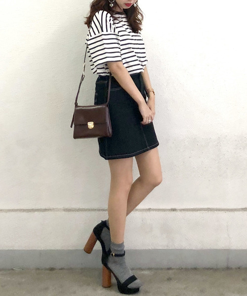 archives（アルシーヴ）の「ボーダーオーバーサイズT（Tシャツ/カットソー・レディース・ホワイト×ブラック/ホワイト×ネイビー/ベージュ系その他・MEDIUM）」の6枚目の写真