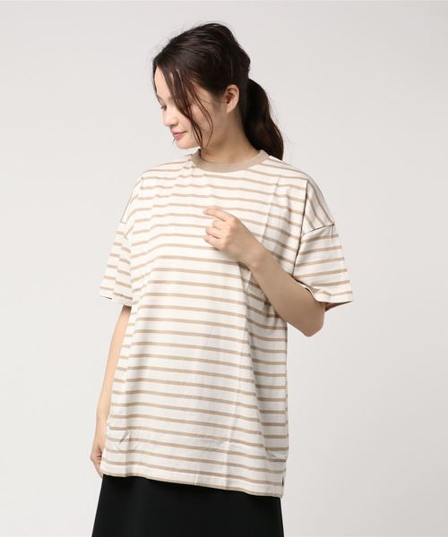 archives（アルシーヴ）の「ボーダーオーバーサイズT（Tシャツ/カットソー・レディース・ホワイト×ブラック/ホワイト×ネイビー/ベージュ系その他・MEDIUM）」の3枚目の写真