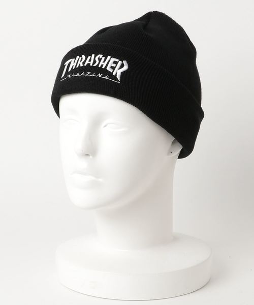 THRASHER（スラッシャー）の「WEGO/THRASHER MAG LOGO ショートニットキャップ（ニットキャップ/ビーニー・メンズ・ブラック/ホワイト系その他/レッド系その他・FREE）」の2枚目の写真