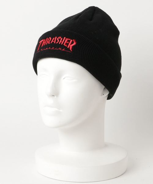 THRASHER（スラッシャー）の「WEGO/THRASHER MAG LOGO ショートニットキャップ（ニットキャップ/ビーニー・メンズ・ブラック/ホワイト系その他/レッド系その他・FREE）」の3枚目の写真