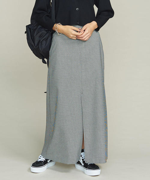 BEAUTY&YOUTH UNITED ARROWS(ビューティーアンドユースユナイテッドアローズ)の「BY フロントスリットマキシスカート/ハウンドトゥース ◆(スカート・レディース・その他1・SMALL/MEDIUM)」の1枚目の写真