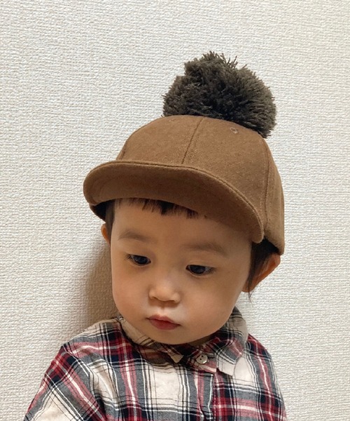 GRIN BUDDY（グリンバディ）の「【GRIN BUDDY(グリンバディ)】ポンポン付き ウールキャップ/Wool Pom Cap 2（キャップ・キッズ・ブラック/グレー/ブラウン/グリーン・52/54）」の9枚目の写真