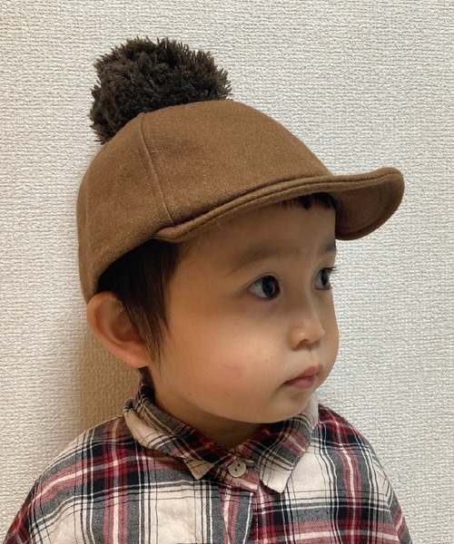 GRIN BUDDY（グリンバディ）の「【GRIN BUDDY(グリンバディ)】ポンポン付き ウールキャップ/Wool Pom Cap 2（キャップ・キッズ・ブラック/グレー/ブラウン/グリーン・52/54）」の7枚目の写真