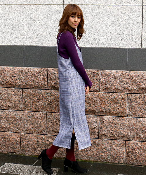 n'ee-ne（ネーネ）の「グレンチェックジャンパースカート（ジャンパースカート・レディース・グレー/チャコールグレー/ブラウン・M/L）」の6枚目の写真