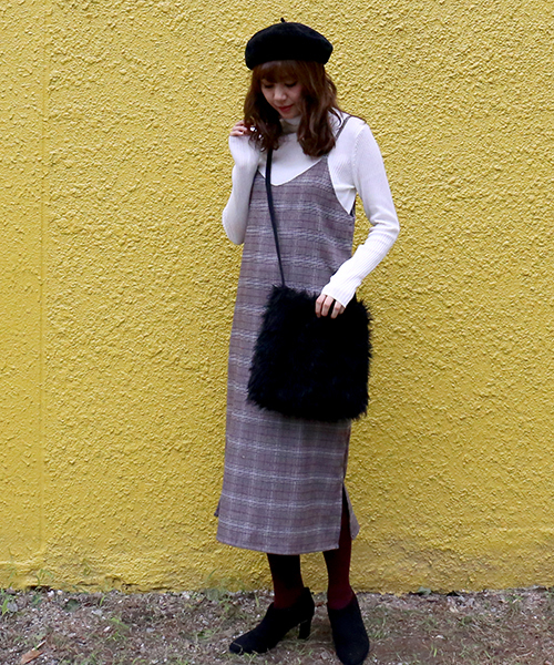 n'ee-ne（ネーネ）の「グレンチェックジャンパースカート（ジャンパースカート・レディース・グレー/チャコールグレー/ブラウン・M/L）」の8枚目の写真