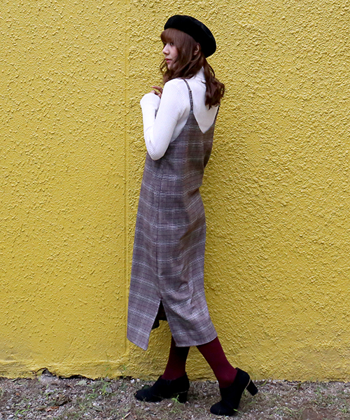 n'ee-ne（ネーネ）の「グレンチェックジャンパースカート（ジャンパースカート・レディース・グレー/チャコールグレー/ブラウン・M/L）」の12枚目の写真