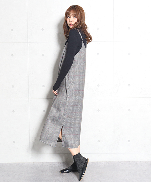 n'ee-ne（ネーネ）の「グレンチェックジャンパースカート（ジャンパースカート・レディース・グレー/チャコールグレー/ブラウン・M/L）」の16枚目の写真