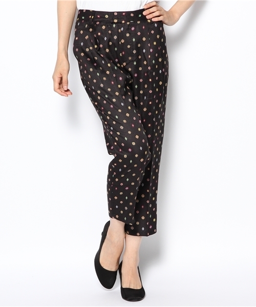 mystic(ミスティック)の「コモン柄クロップドPT(スラックス・レディース・オフホワイト/ブルー/ブラック・フリ-)」の3枚目の写真