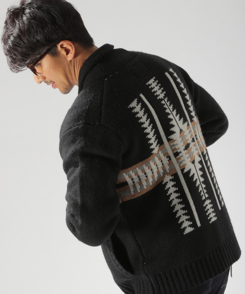 BAYFLOW(ベイフロー)の「ジャガードネイティブカーディガン(カーディガン/ボレロ・メンズ・アイボリー/ブラック・LARGE/SMALL/MEDIUM)」の9枚目の写真