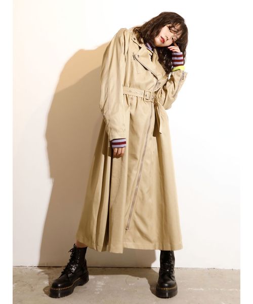 jouetie（ジュエティ）の「2WAYライダースギャザーワンピース（ワンピース・レディース・ブラック/ベージュ/グレー/レッド/クリア・MEDIUM）」の9枚目の写真