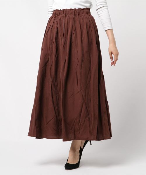 DISCOAT（ディスコート）の「TRギャザーロングスカート（スカート・レディース・パープル/ブラウン/モスグリーン/サンドベージュ・FREE）」の8枚目の写真