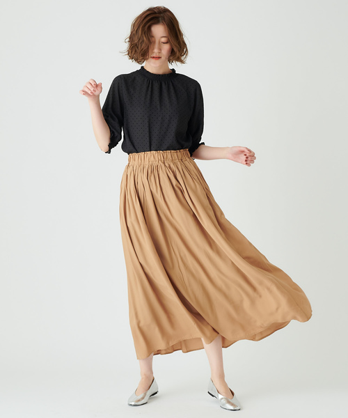 DISCOAT（ディスコート）の「TRギャザーロングスカート（スカート・レディース・パープル/ブラウン/モスグリーン/サンドベージュ・FREE）」の14枚目の写真