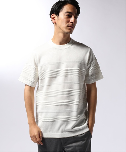 EDIFICE（エディフィス）の「LILY UT ジガラボーダーニットカットソー（Tシャツ/カットソー・メンズ・ホワイト/ベージュ/ブルー・SMALL/MEDIUM/LARGE）」の16枚目の写真