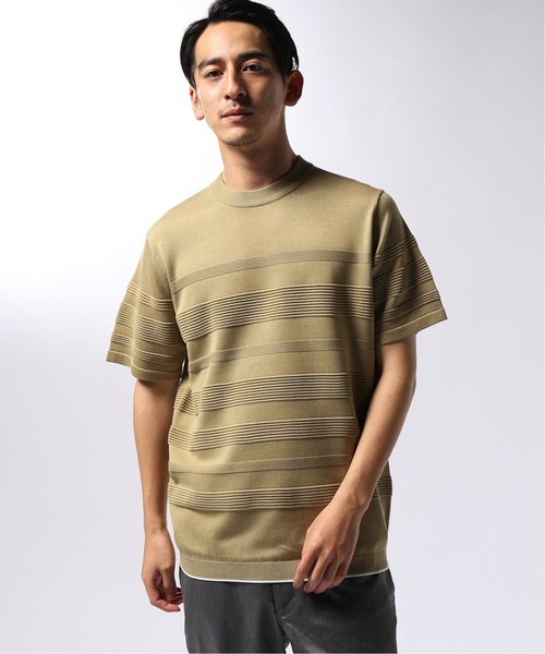 EDIFICE（エディフィス）の「LILY UT ジガラボーダーニットカットソー（Tシャツ/カットソー・メンズ・ホワイト/ベージュ/ブルー・SMALL/MEDIUM/LARGE）」の12枚目の写真