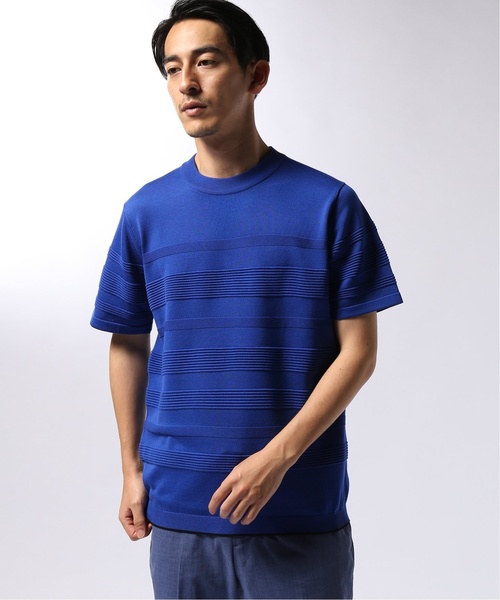 EDIFICE（エディフィス）の「LILY UT ジガラボーダーニットカットソー（Tシャツ/カットソー・メンズ・ホワイト/ベージュ/ブルー・SMALL/MEDIUM/LARGE）」の8枚目の写真