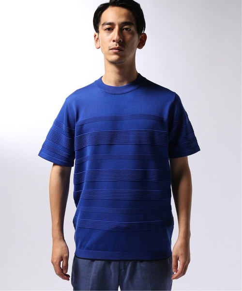 EDIFICE（エディフィス）の「LILY UT ジガラボーダーニットカットソー（Tシャツ/カットソー・メンズ・ホワイト/ベージュ/ブルー・SMALL/MEDIUM/LARGE）」の6枚目の写真