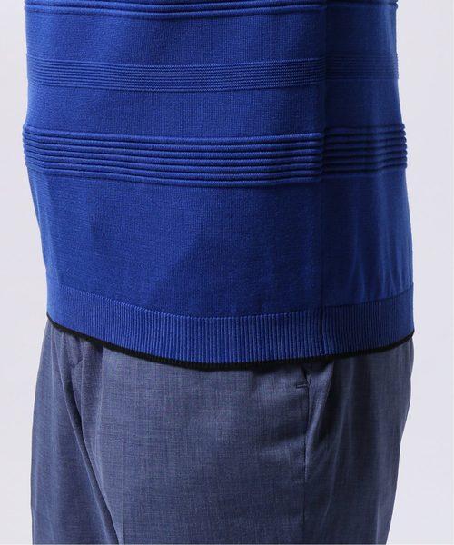 EDIFICE（エディフィス）の「LILY UT ジガラボーダーニットカットソー（Tシャツ/カットソー・メンズ・ホワイト/ベージュ/ブルー・SMALL/MEDIUM/LARGE）」の5枚目の写真