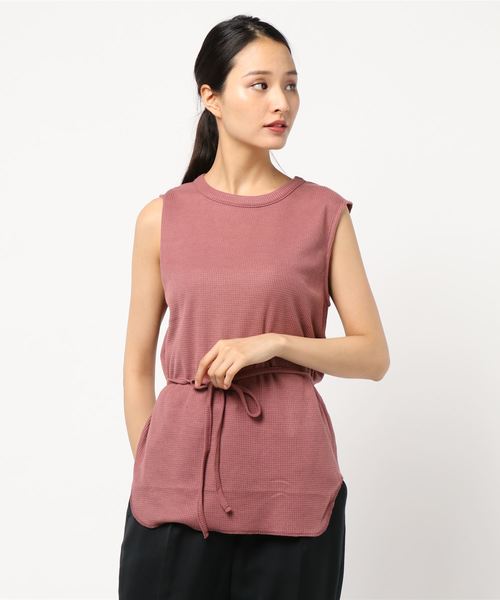 KOBE LETTUCE(コウベレタス)の「ベルト付きサーマルノースリーブカットソー(Tシャツ/カットソー・レディース・ブラック/モカ/ピンク系その他/オフホワイト・FREE)」の7枚目の写真