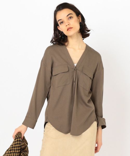 SHIPS（シップス）の「モールスキンポケットブラウス◇（シャツ/ブラウス・レディース・ブラウン/ベージュ/コバルトブルー/ベージュ系その他/ネイビー・ONE SIZE）」の21枚目の写真