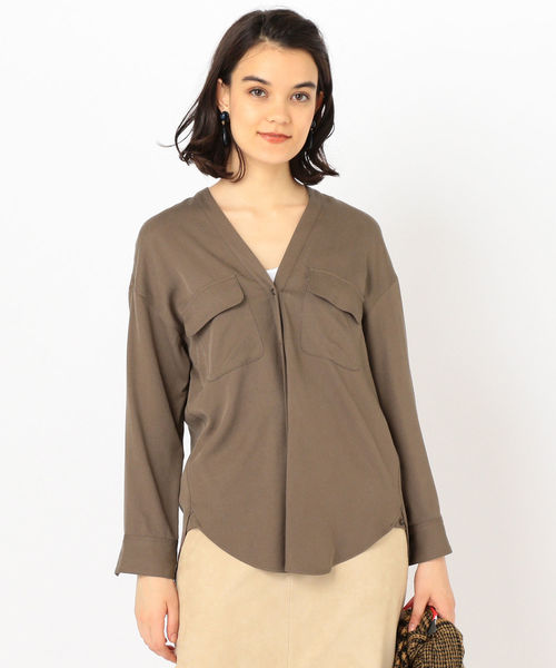 SHIPS（シップス）の「モールスキンポケットブラウス◇（シャツ/ブラウス・レディース・ブラウン/ベージュ/コバルトブルー/ベージュ系その他/ネイビー・ONE SIZE）」の22枚目の写真