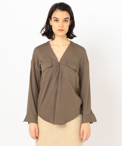 SHIPS（シップス）の「モールスキンポケットブラウス◇（シャツ/ブラウス・レディース・ブラウン/ベージュ/コバルトブルー/ベージュ系その他/ネイビー・ONE SIZE）」の15枚目の写真