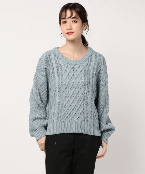 One Way ワンウェイ の バックリボンケーブル ニット セーター Wear