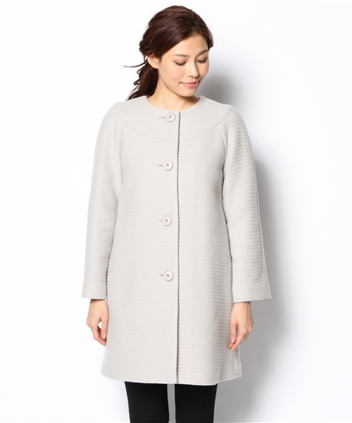 Demi-Luxe BEAMS（デミルクス ビームス）の「Demi-Luxe BEAMS / 変形グログラン ノーカラーコート（その他アウター・レディース・ライトグレー/ブラック・36/38）」の3枚目の写真